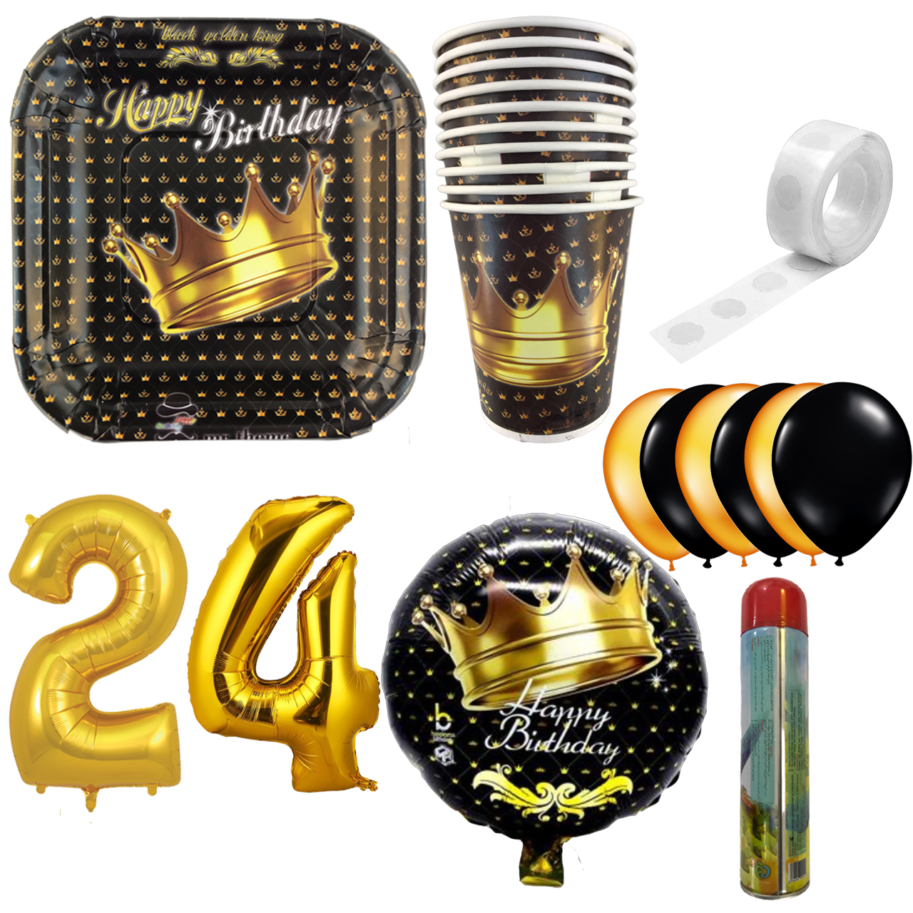 مجموعه 30 عددی تم تولد مستر تم طرح تاج کینگ کد 24