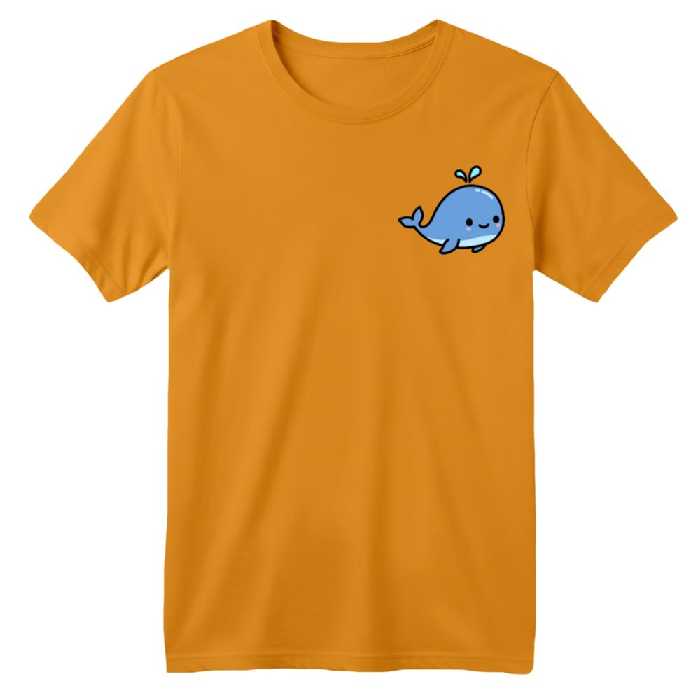 تی شرت آستین کوتاه بچگانه مدل نهنگ کد 1 رنگ پرتقالی