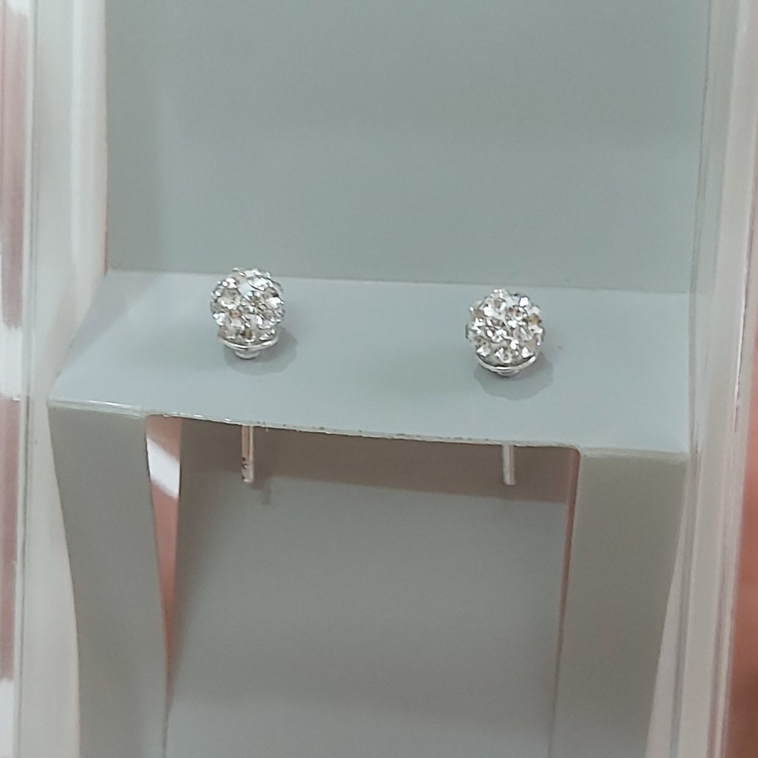 گوشواره توپی نگین دار( سایز کوچک)نقره 925 با آبکاری رودیوم وارداتی