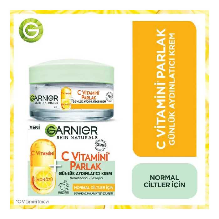 کرم مرطوب کننده و روشن کننده پوست ویتامین سی گارنیر حجم 50 میل | فروشگاه ارس ترک