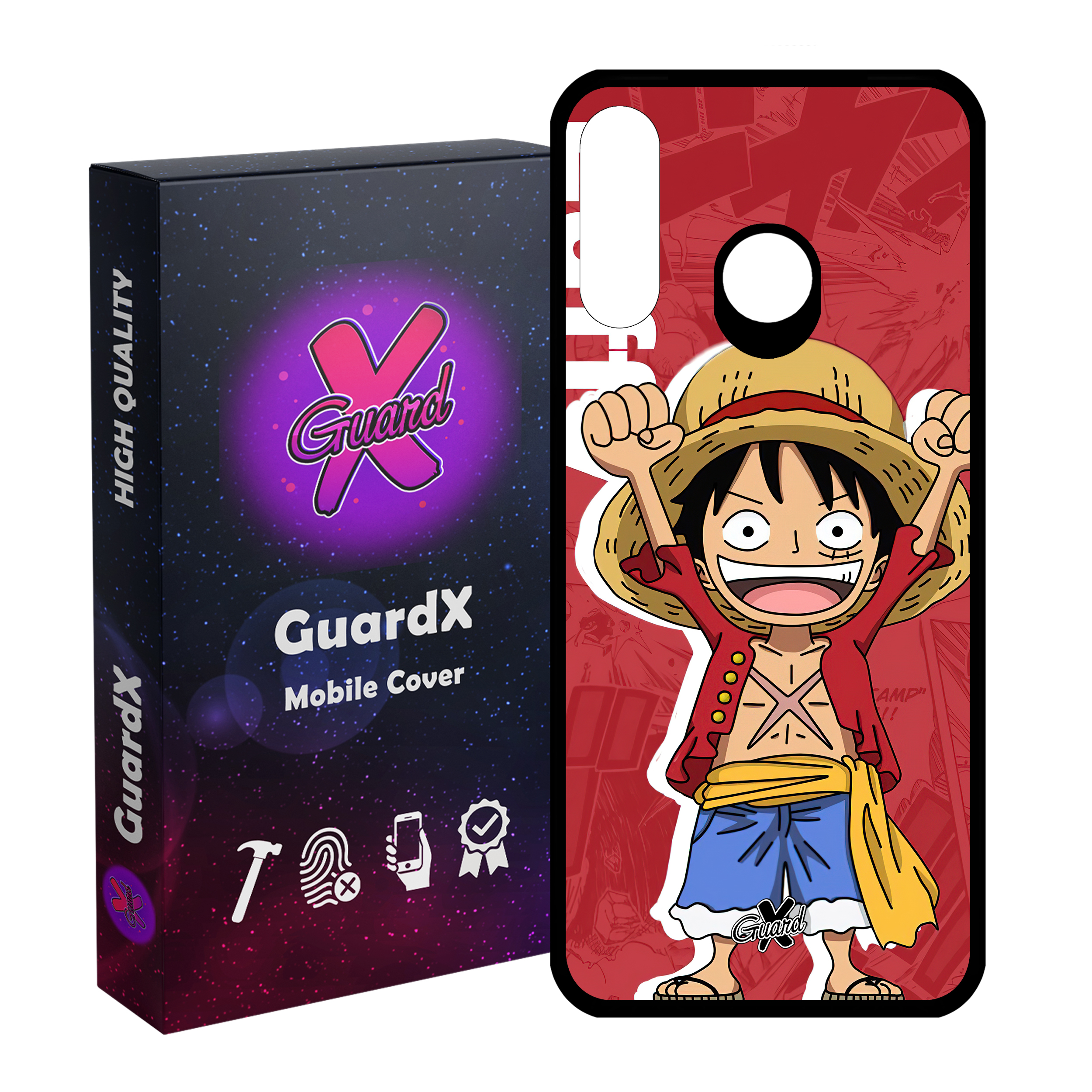 کاور گارد ایکس طرح One Piece Luffy Anime مدل Glass10470 مناسب برای گوشی موبایل هوآوی P30 Lite/Nova 4E
