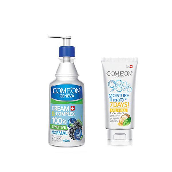 کرم مرطوب کننده کامان مدل Normal B complex حجم400 میلی لیتر به همراه کرم کامان مدل Oil Free حجم 75 میلی لیتر