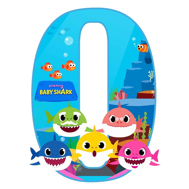 استند رومیزی تولد مدل عدد 0 طرح بی بی شارک کد 1020