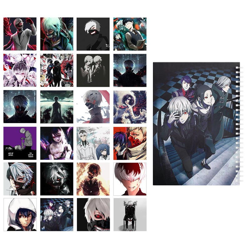  دفتر یادداشت باژیکان طرح انیمه توکیو غول کد 20111293 به همراه فتوکارت مجموعه 24 عددی
