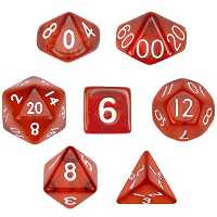 تاس بازی ویز دایس مدل Translucent Red مجموعه 7 عددی | چاوه