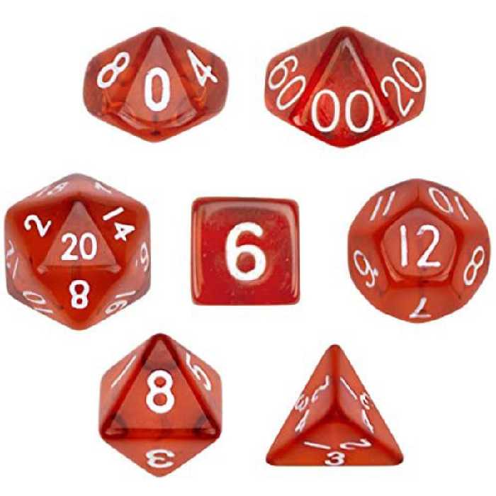 تاس بازی ویز دایس مدل Translucent Red مجموعه 7 عددی | چاوه
