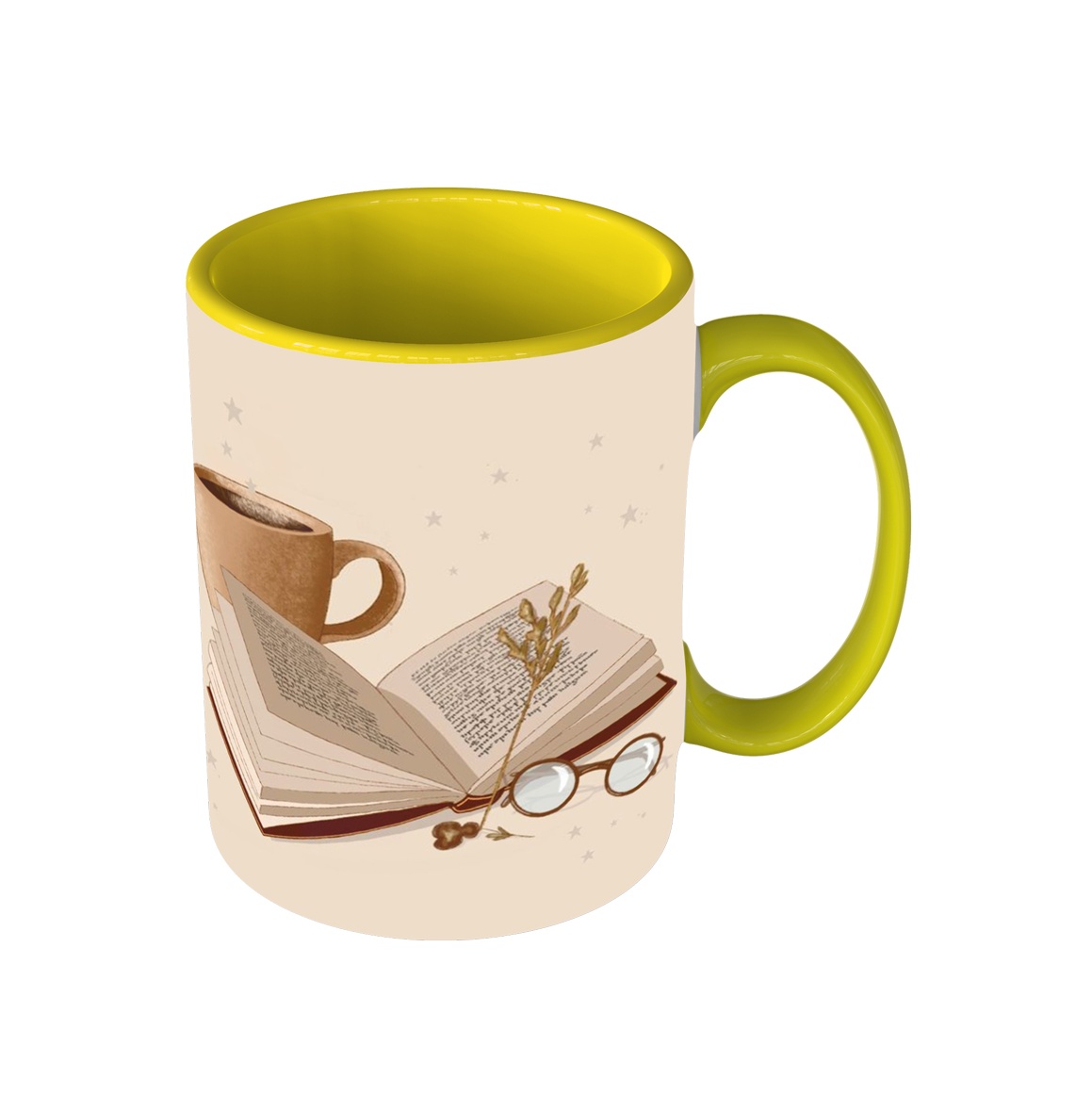 ماگ طرح گرافیکی کتاب و کافی 