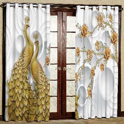 پرده مدل طاووس هازان پانچی کد 1399 سایز 140x200 سانتی متر