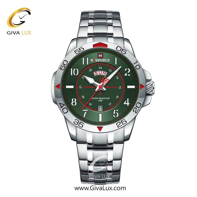ساعت مچی مردانه بند فلزی نقرهای ناوی فورس (نیوی فورس) کد NF9204-S/GN/S