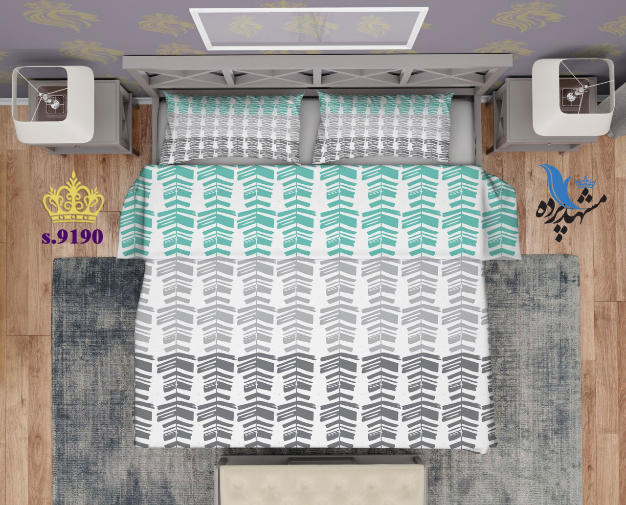 ست روتختی دو نفره طرح دار S9190