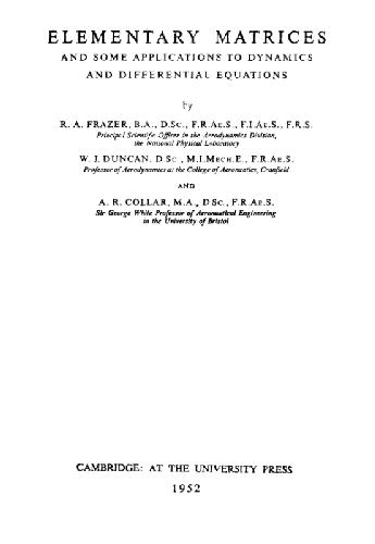 خرید و دانلود نسخه کامل کتاب Elementary Matrices and Some Applications to Dynamics and Differential Equations