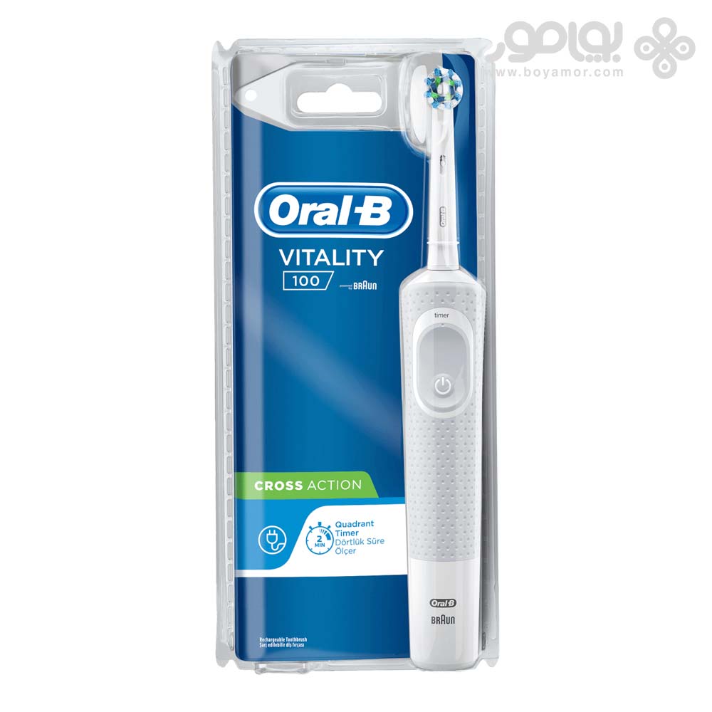 مسواک برقی اورال بی مدل Vitality 100 CROSS ACTION رنگ سفید