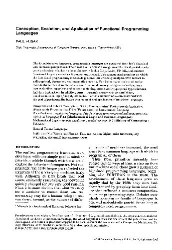 خرید و دانلود نسخه کامل کتاب Conception, Evolution, And Application Of Functional Programming Languages