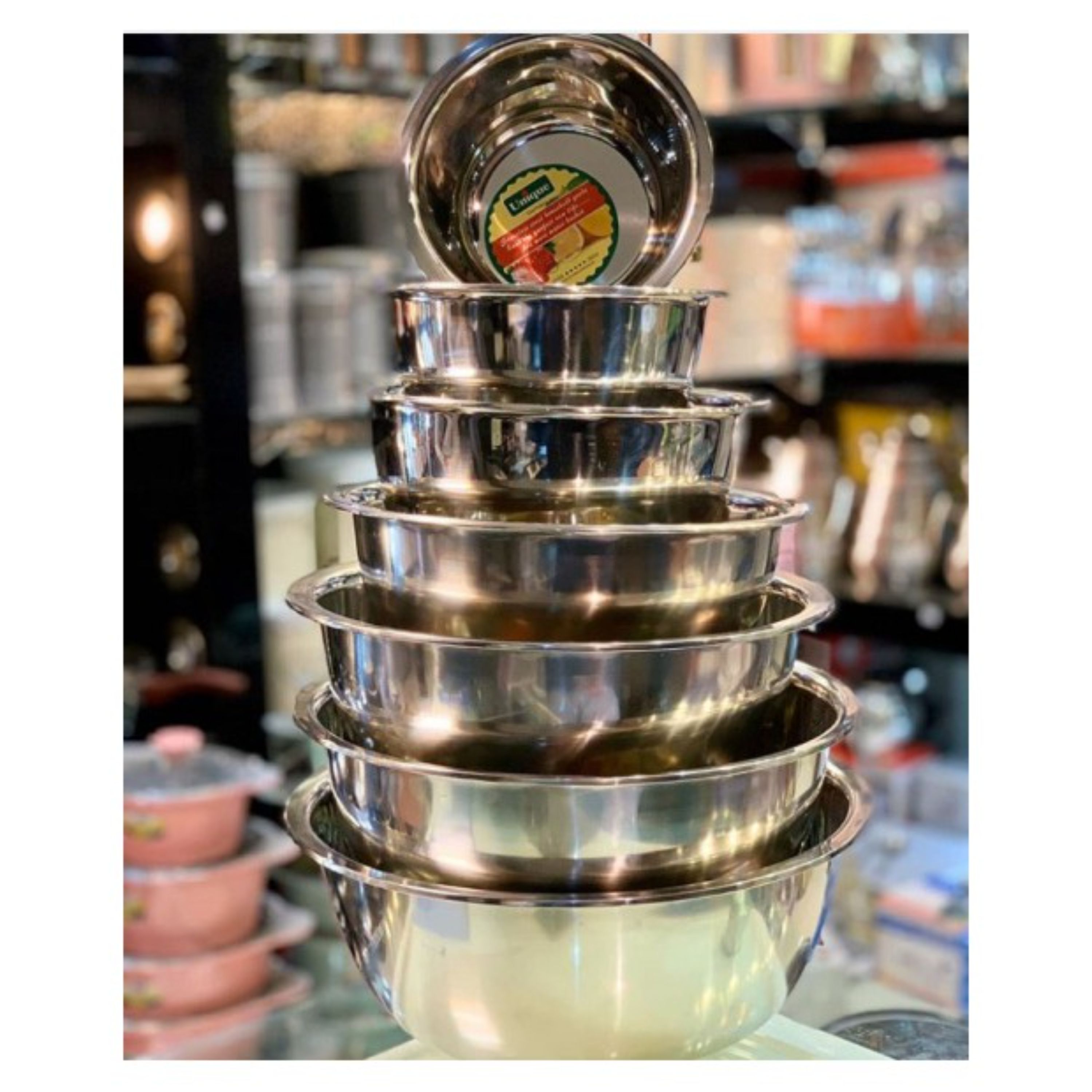 سرویس لگن استیل یونیک بسته 7 عددی جنس درجه یک ضد زنگ