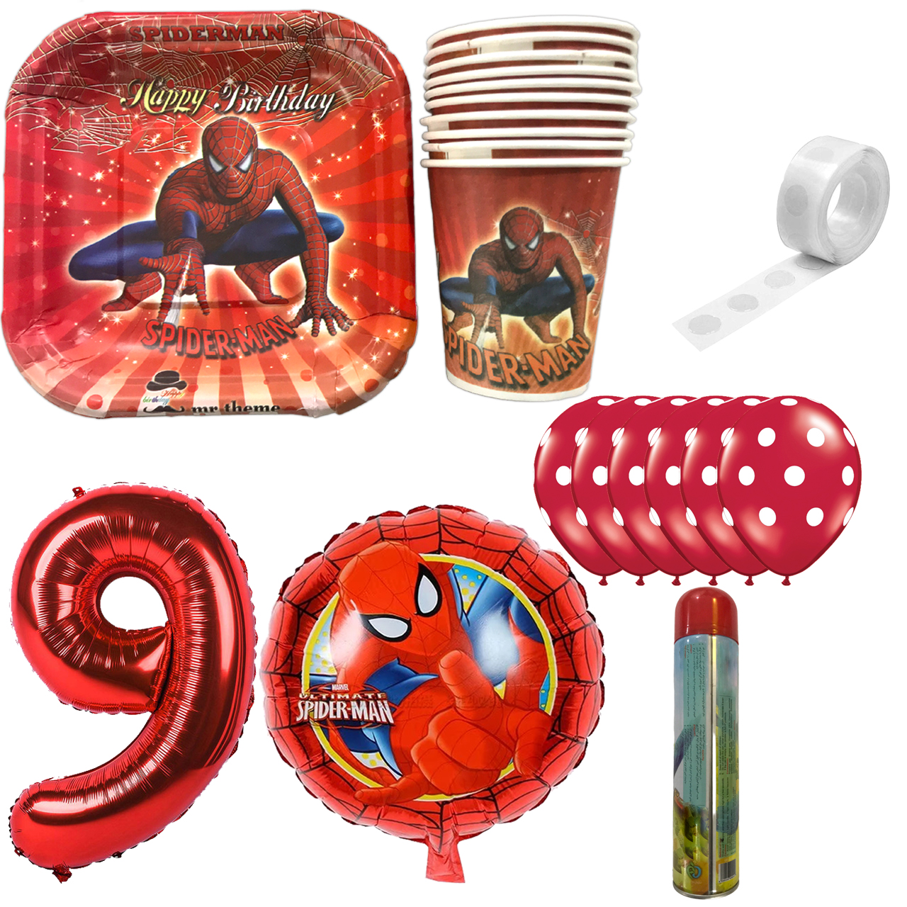 مجموعه 30 عددی تم تولد مسترتم طرح مرد عنکبوتی کد 9