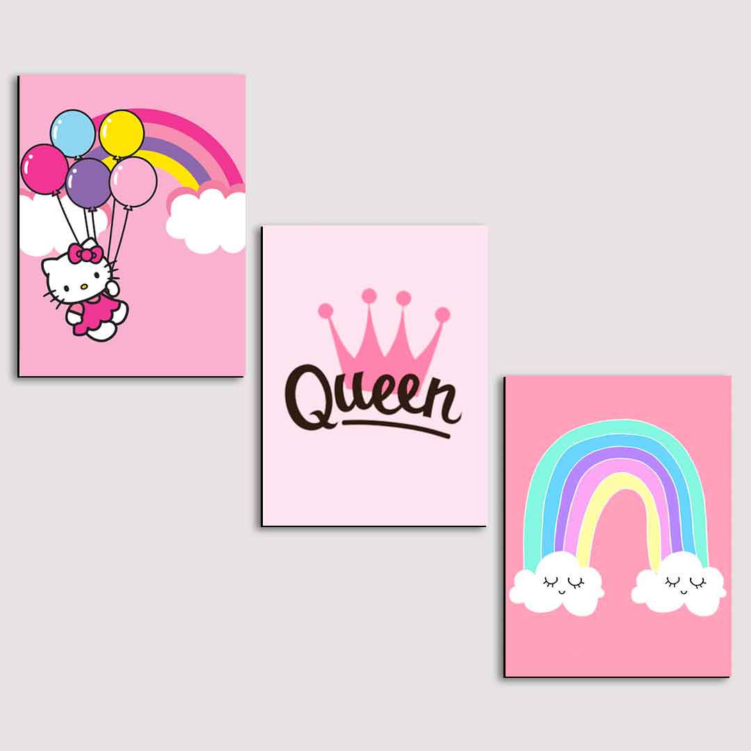 تابلو شاسی سه تکه طرح دخترانه کیتی کد PIK14