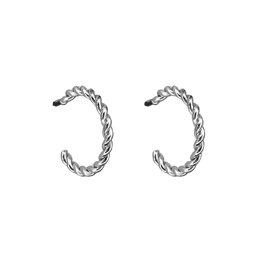 گوشواره میخی نیم‌حلقه پیچی روکش استیل