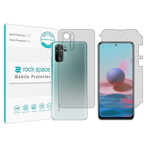 گلس صفحه نمایش و پشت گوشی شیائومی Redmi Note 10 مدل نانو هیدروژل مات برند راک اسپیس کد MS