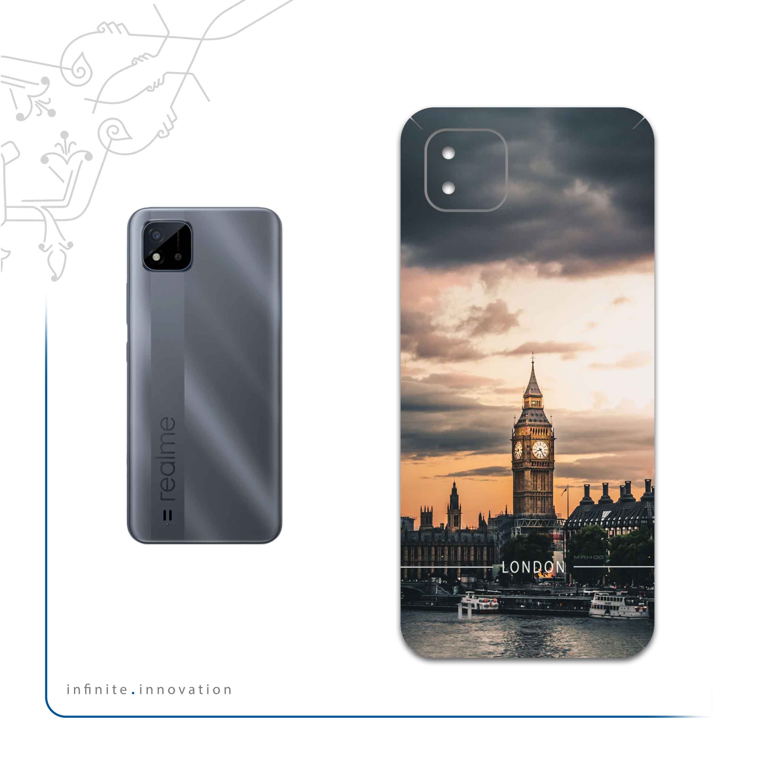 برچسب پوششی ماهوت مدل London-City مناسب برای گوشی موبایل ریلمی C11 2021