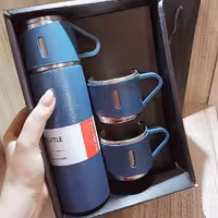 فلاسک 3 لیوان کاپ jingbang اورجینال وارداتی کادویی رنگ آبی