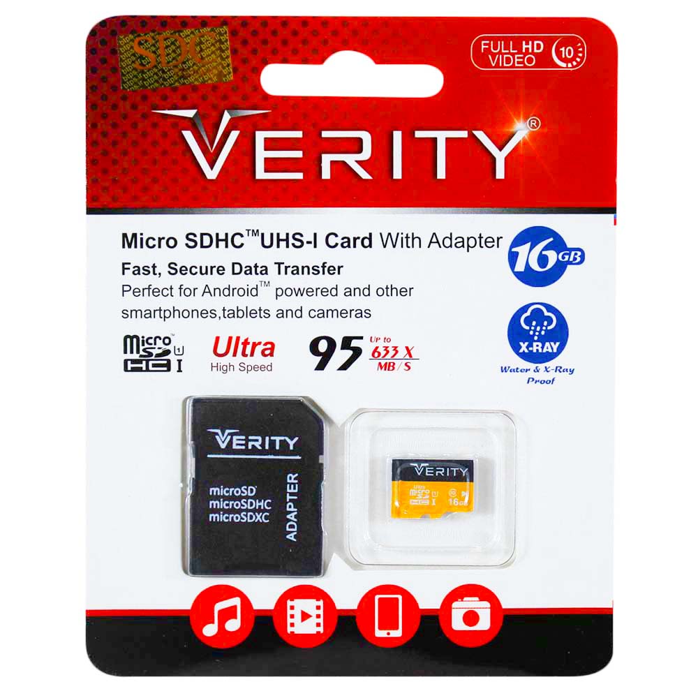 رم میکرو 16 گیگ وریتی Verity Micro U1 95MB/s   خشاب