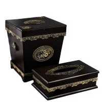 ست سطل و جا دستمال کاغذی چوبی مدل 410