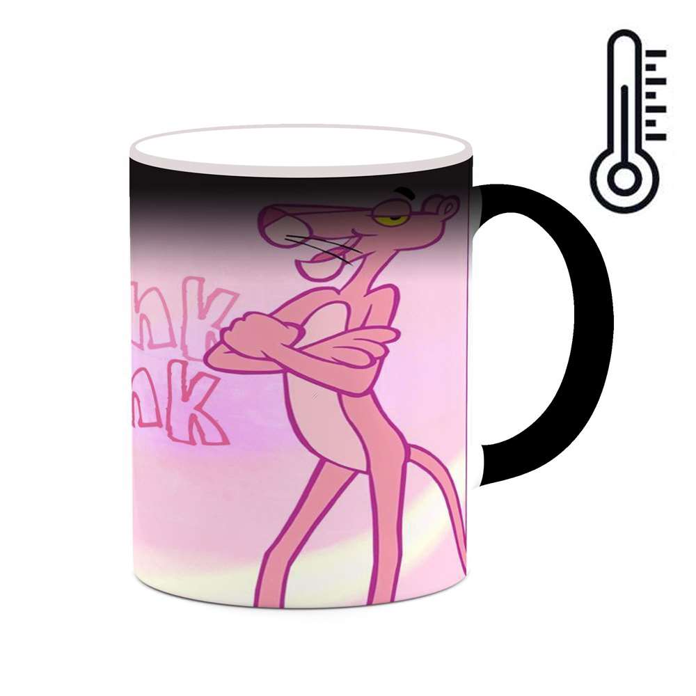 ماگ حرارتی کاکتی طرح کارتون پلنگ صورتی مدل mgh23514