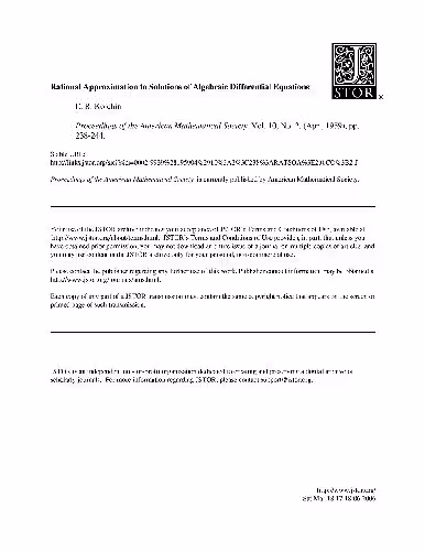 خرید و دانلود نسخه کامل کتاب Rational Approximation to Solutions of Algebraic Differential Equations