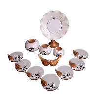 ست 13 تکه هفت سین سفالی مدل مرغ آمین کد 0099