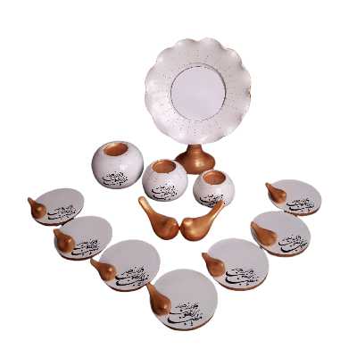 ست 13 تکه هفت سین سفالی مدل مرغ آمین کد 0099