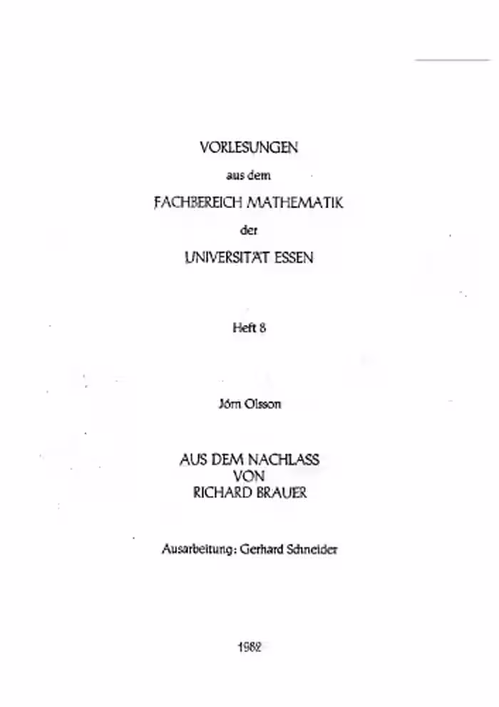 خرید و دانلود نسخه کامل کتاب Aus dem Nachlass von R. Brauer