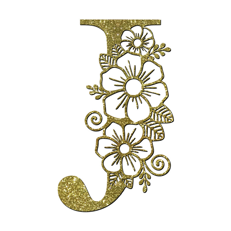 استیکر مدل چوبی طرح حروف لاتین گل دار کد HGOL-T-J