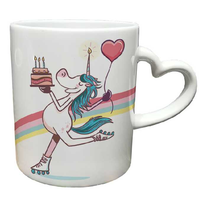 ماگ مدل دسته قلبی طرح یونیکورن کد 17