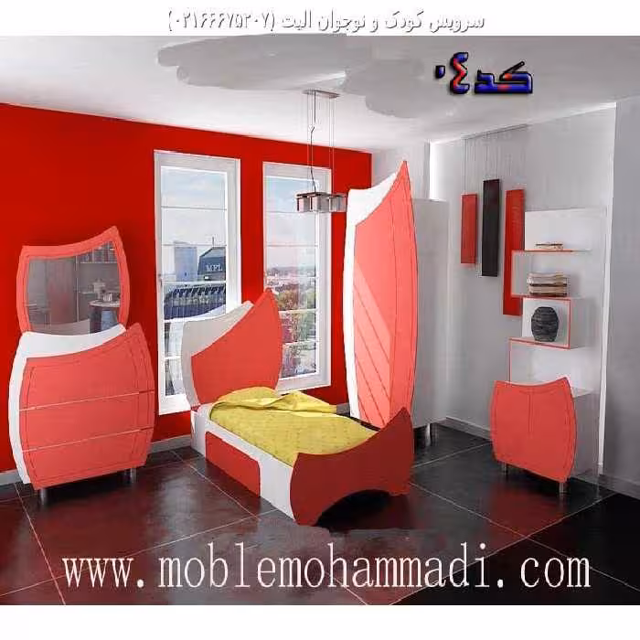 سرویس خواب نوجوان و جوان کد04 شامل تخت-کمد-میز آرایش-میزکامپیوتر