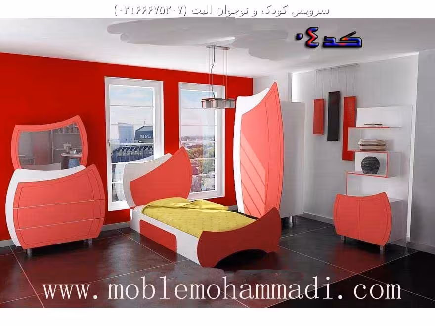 سرویس خواب نوجوان و جوان کد04 شامل تخت-کمد-میز آرایش-میزکامپیوتر
