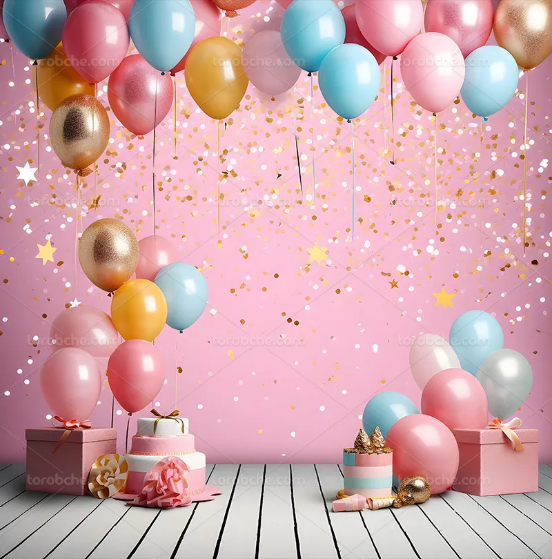 بک دراپ عکاسی کودک با کیک و کادو | گرافیک با طعم تربچه