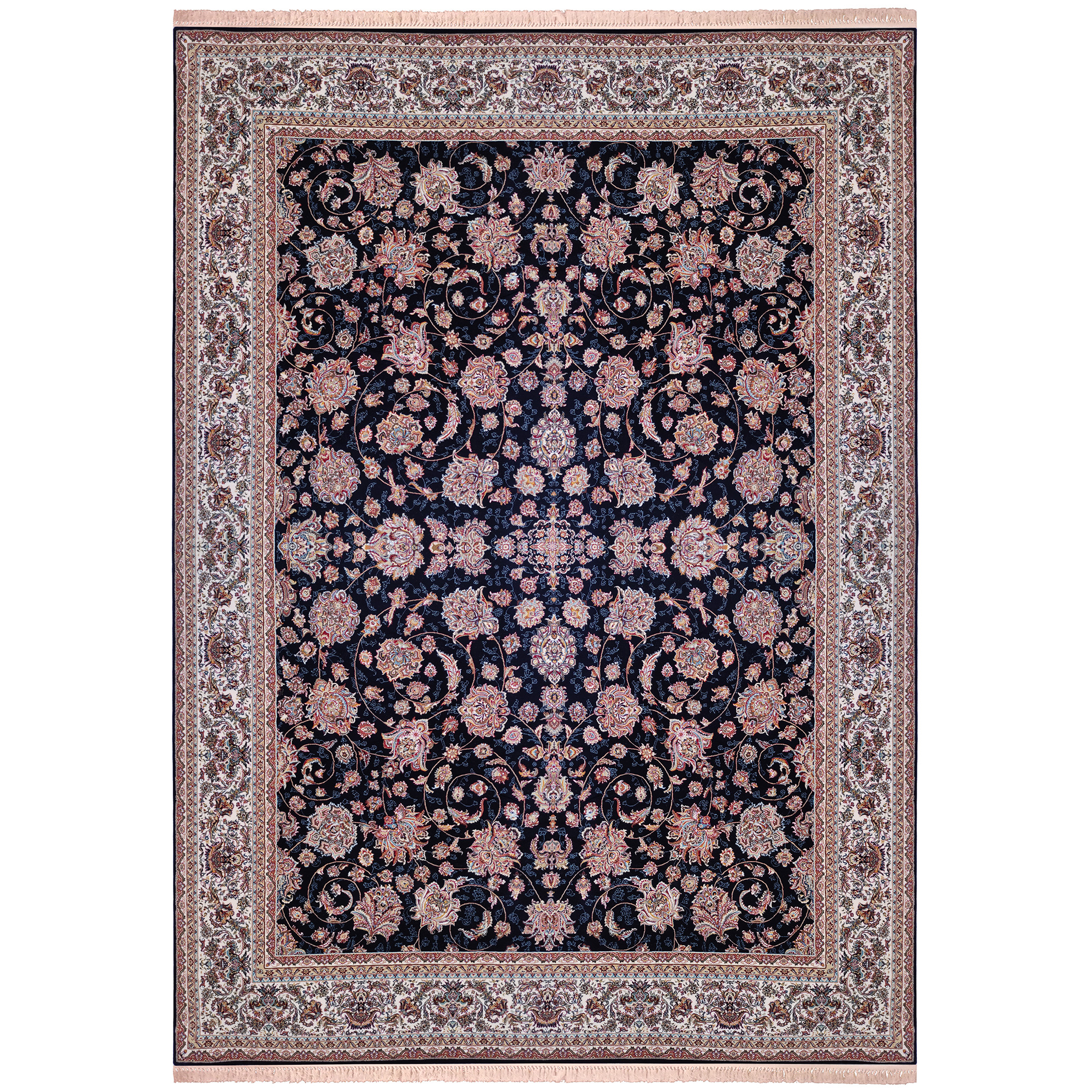 فرش ماشینی زمرد مشهد طرح افشان زمینه سورمه ای