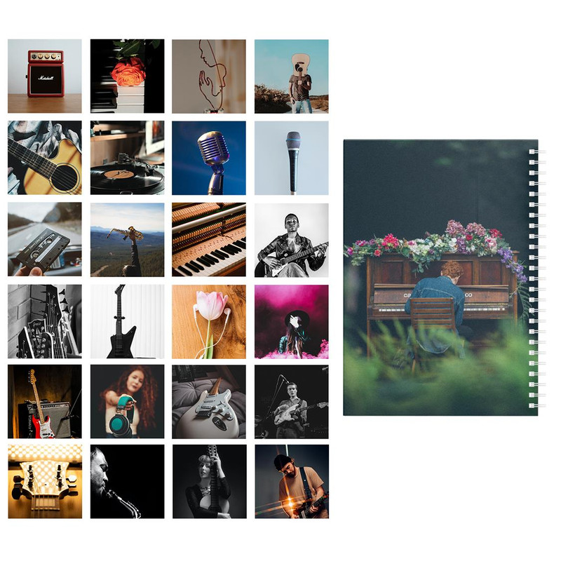  دفتر یادداشت باژیکان مدل رویای موسیقی کد 20111203 به همراه فتوکارت مجموعه 24 عددی