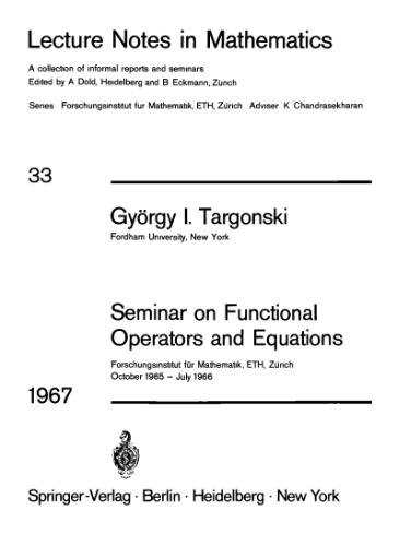 خرید و دانلود نسخه کامل کتاب Seminar on Functional Operators and Equations
