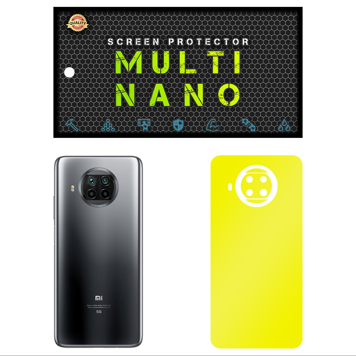 برچسب پوششی مولتی نانو مدل X-F1M برای موبایل شیائومی Mi 10T Lite رنگ زرد مات