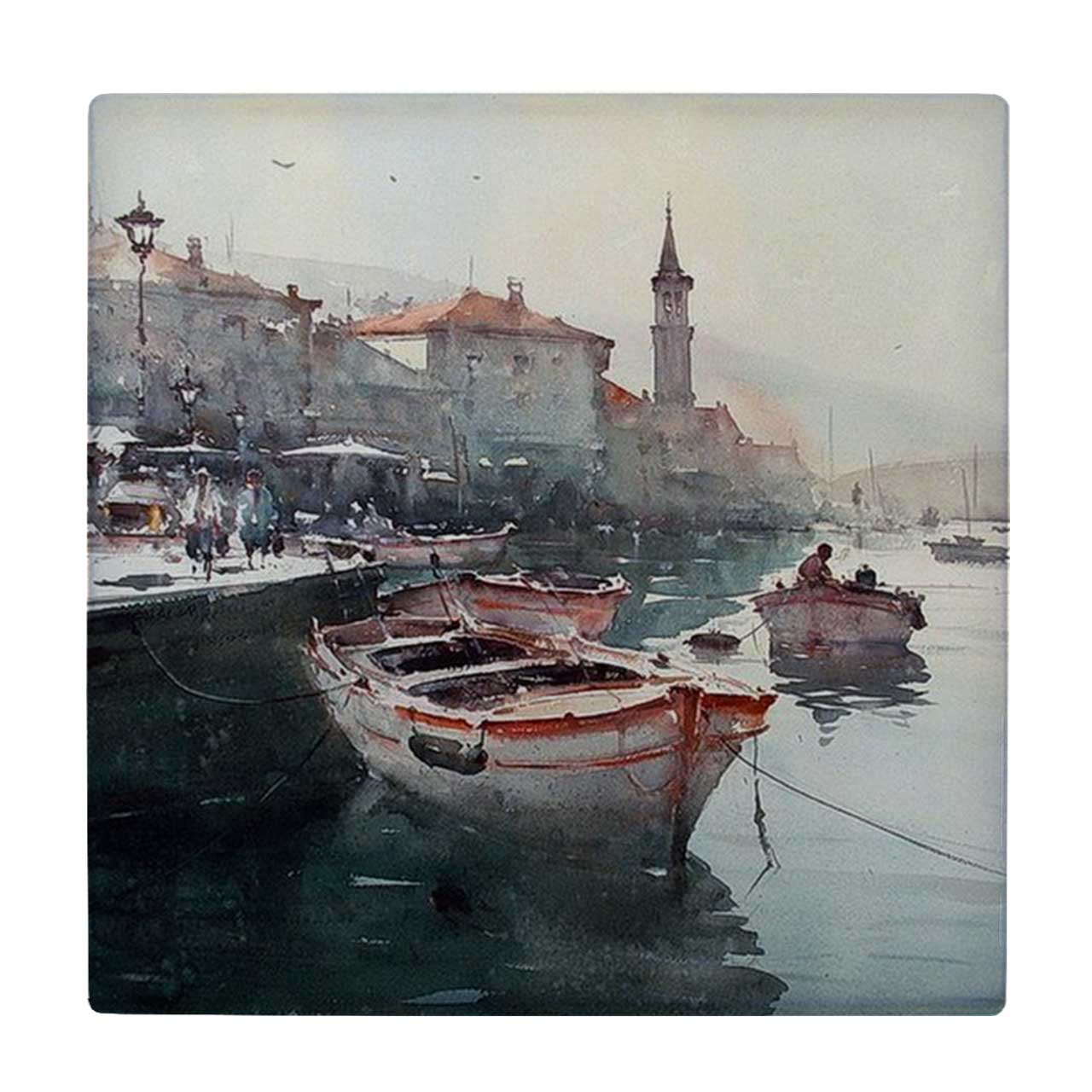 زیر لیوانی  طرح نقاشی بندرگاه و قایق ها کد    5990215_4966