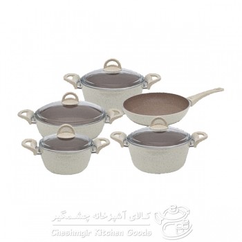 سرویس قابلمه سرامیک 9 پارچه ترک کرم یونیک UN-8740