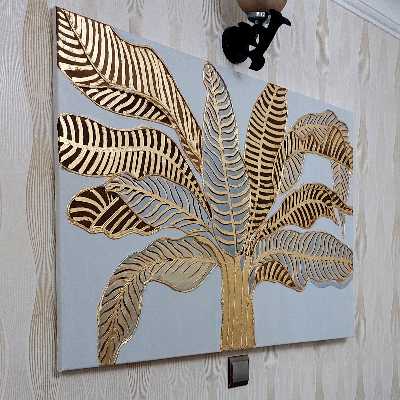 تابلونقاشی ورق طلا طرح نقش برجسته مدل دکوراتیو کد 200