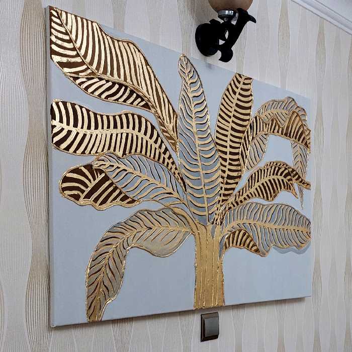 تابلونقاشی ورق طلا طرح نقش برجسته مدل دکوراتیو کد 200