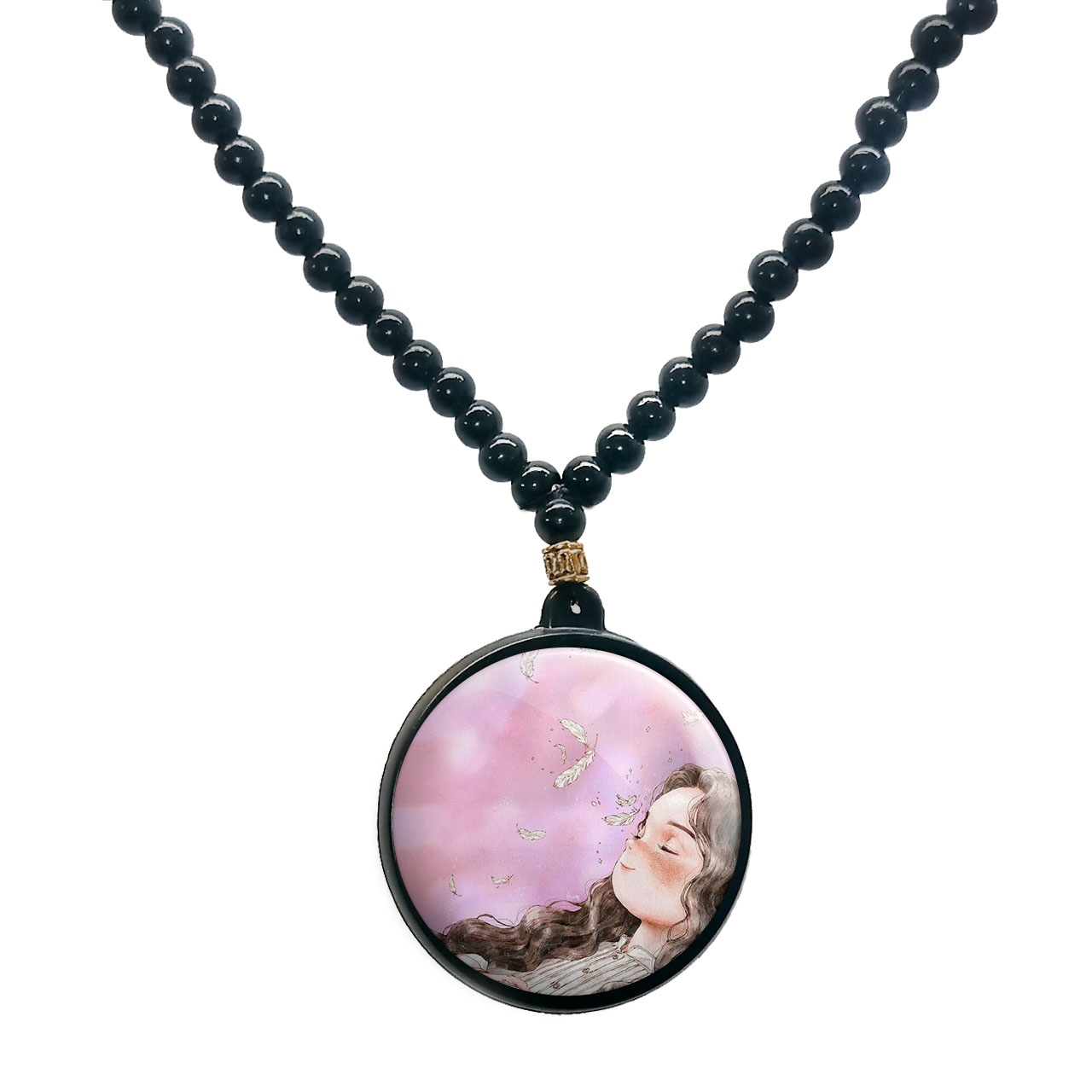 گردنبند پرمانه طرح دخترونه کد pmd.23422 مدل دو طرفه