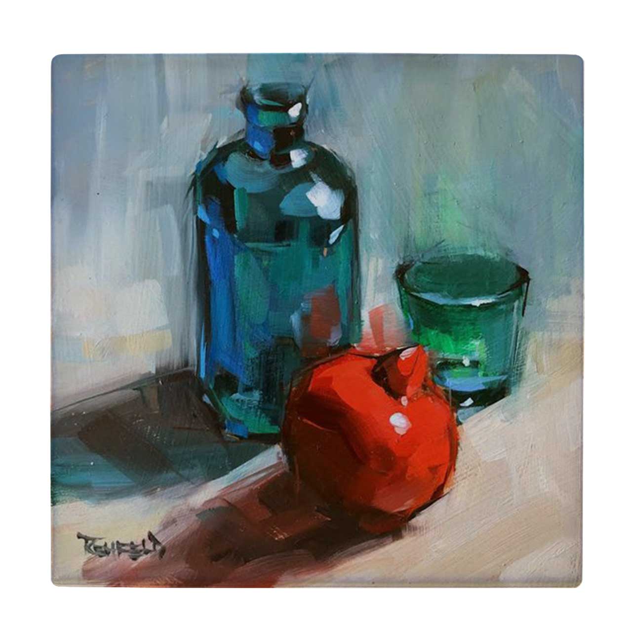 کاشی کارنیلا طرح نقاشی انار و ظرف های شیشه ای کد wkk1942