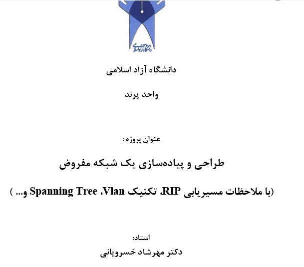 پروژه طراحی و پیادهسازی یک شبکه مفروض