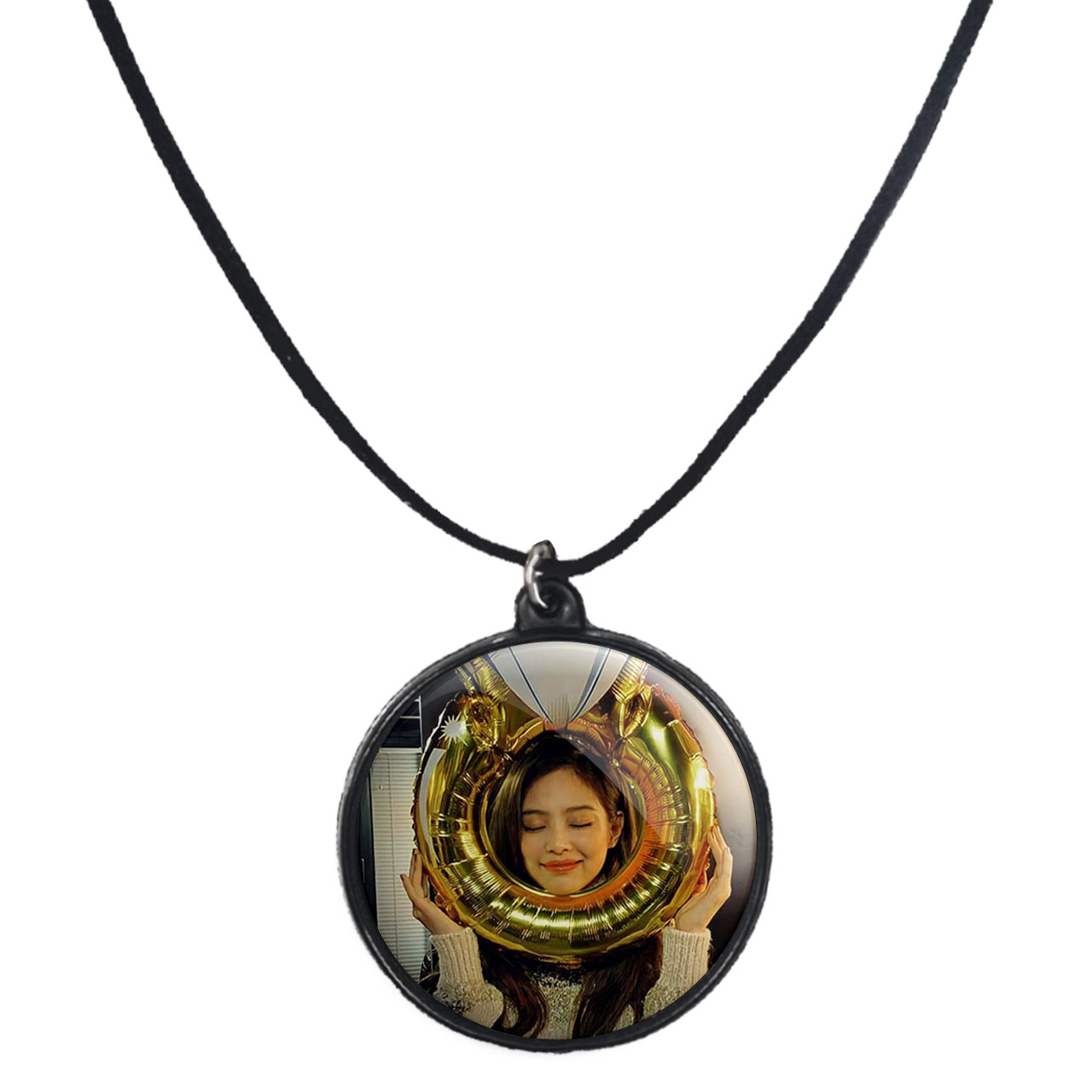 گردنبند پرمانه طرح بلک پینک کد pmb.6754 مدل دو طرفه