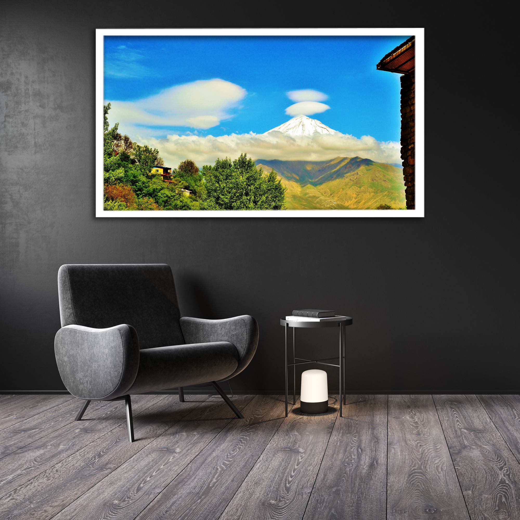 تابلو نوری بکلیت طرح منظره قله دماوند مدل لایت باکسی W28