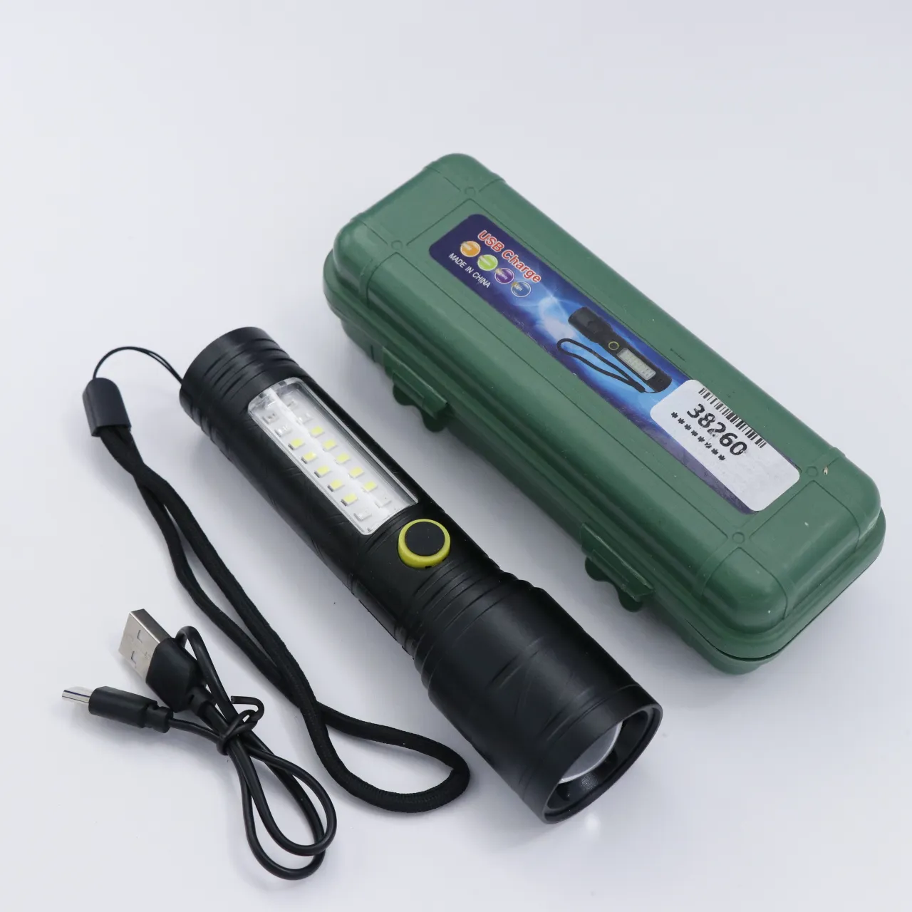 چراغ قوه شارژی فلزی مشکی کد 38260